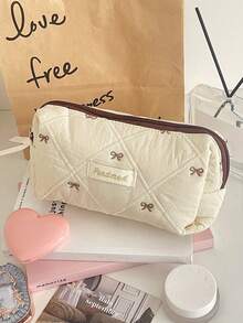 蝴蝶结化妆包，涤纶软拉链袋，咖啡色和浆果色可选，适合居家日常使用，可作化妆包、化妆袋、化妆品收纳包、化妆袋、化妆包、化妆包、化妆包、小化妆包、化妆袋、大容量化妆包、圣诞礼物、女士礼物、手拿包/小手提包、化妆品收纳包、化妆刷收纳袋、迷你收纳袋、大容量收纳袋、女士礼物、圣诞礼物、女士礼物创意、化妆包、旅行必备 - 咖啡棕 - 查看 3