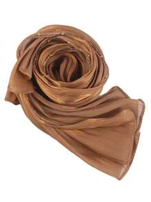 1pc Shiny Sequin Headscarf Shawl With Gold Chain, Glittering Scarf Suitable For Party, Wedding, Holiday And Formal Wear - Multicolor - View 16