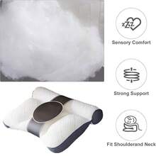NetHong Cervical Memory Foam-Pillow For Neck And Shoulder Pain,Ergonomic Orthopedic UK - White - View 10