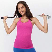 Yoga Racerback Tank Top For Women With Built In Bra,Women's Padded Sports Bra Fitness Workout Running Shirts - 紅色 - 查看 4