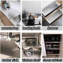 【加厚自粘铝箔贴纸】3/5米，银色金属贴纸，不锈钢膜拉丝银镜纸，防水防油阻燃加厚自粘铝箔纸，厨房炉灶铝箔自粘墙贴