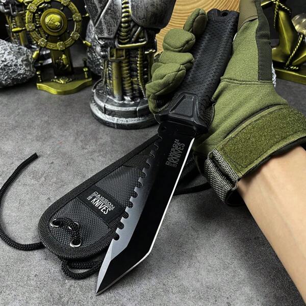 1 pieza, Cuchillo portátil para exteriores, cuchillo recto de alta dureza, cuchillo multiusos, cuchillo de cocina, diseño de quilla integrado, mango de material ABS, buen rendimiento antideslizante, utilizado para camping, cocina y uso doméstico, equipado con funda para el cuchillo