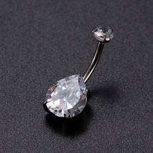 CIZME 1PC 14G 10mm Y2K Navel Piercings Jewelry,Stainless Steel Belly Button Rings, Silver Gold Round Droplet Cubic Zirconia Belly Rings, Belly Barbell Piercing Navel Piercings Jewelry For Women Daily Wear