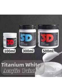 Titanium White Acrylic Paint - 100ml/300ml/500ml Quick-Dry, Artist Grade Pigment For Canvas, Wood, Glass & More - 3.38oz/10.1oz/16.9oz Bottle,Back To School,School Supplies