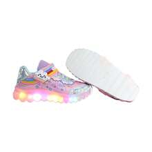 Tenis Niña Luces Led Urbano Infantil  Arcoiris Colores Tornasol Moda Glitter Kuali Shoes - Rosa - Ver 6