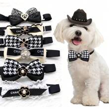 6pcs Random Color Elegant Camellia Flower Bow Tie Pet Collars, Fashion Pet Neckwear For Dogs & Cats, Photography Accessories
