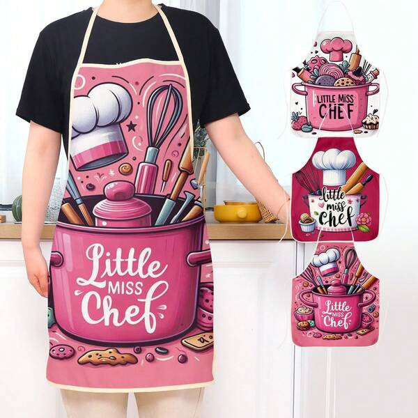 1 Piece Chef Hat Printed Apron, Polyester Material, Catering Decoration, Kitchen Apron, Suitable For Holiday Decorations, Party Supplies