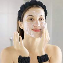 3件套扭结海绵发带和腕带，女士高端毛巾布发带，打结发带化妆洗脸发带套装，价格实惠，圣诞礼物，化妆品，化妆工具，便宜好物，礼物，女士礼物，圣诞礼物 - 彩色 - 查看 6