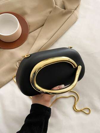 Vintage metallisk bokstavsväska, modeväska, mångsidig kvällsväska, liten fyrkantig väska för kvinnor