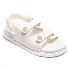 Sandales platos y novia doble con botones decorativos e imprimé fantaisie - Blanco - Ver 2