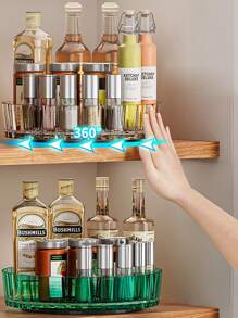 1pc Kitchen Rotating Rack, Revolving Spice & Condiment Organizer Shelf, Home Storage Spinning Tray