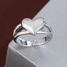 1pc Smooth Heart Design Mother's Day Gift Women's Open Ring