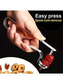 1pc Stainless Steel Cherry Pitter, Seed Remover, Household Kitchen Pitted Jujube, Hawthorn Fruit Multi-Functional Seeding Remover Hand Tool