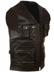 AVIATRIX Men's Real Leather Hunter Waistcoat TJUP - Black - View 3