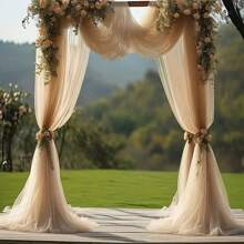 1 Peça Cortina de Arco de Casamento de Tecido de Chiffon Branco Elegante, Adequado para Cerimônia e Decoração de Palco, Decoração de Casamento, Decoração de Cortina de Teto, Cortina de Janela, Decoração Dia dos Namorados, Festa de Aniversário, Decoração para Chá de Lingerie