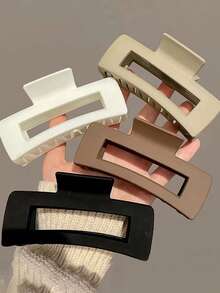 Simple Square Basic Plastic Hair Claw Clips Set, For Going Out, Dating, Home, Ponytail, Sports Summer - Multicolor - View 7