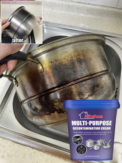 100g Pasta limpiadora para fondo de ollas de acero inoxidable, limpiador y pulidor de acero inoxidable, desengrasante y quitaóxido multiusos para utensilios de cocina, apto para cocina, horno, acero inoxidable y materiales de vidrio. 500g Pasta mágica rosa de limpieza, quitasuciedad pesado para fondo de ollas de acero inoxidable