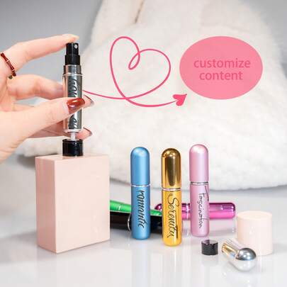 Customizable 5ml Refillable Perfume Atomizer Sprayer Bottle, Single Pack, Personalized Shiny Pink Perfume Bottle Sprayer Pump Storage Container, Suitable For Travel, Living Room, Bedroom, Bathroom Home Decor, Wedding, Party, Birthday, Men's Gift, Mom Dad Friend, New Year, Accessory, Fun Gift Party Birthday, Mother's Day Gift, Christmas Gift, Valentine's Day Gift, Portable Refillable Perfume Decanting Bottle