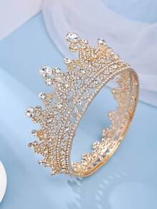 1pc Gold Luxury Rhinestone Princess Crown For Bridal Wedding Dress Accessory - Gold - View 10