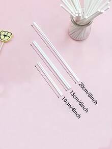 100 unidades de palitos de piruleta de papel blanco, palitos para cake pops, palitos para chupetes, perfectos para la mesa de la cocina, ensalada de frutas, decoración de dulces, para fiestas de cumpleaños, San Valentín, graduación, bodas - Blanco - Ver 3