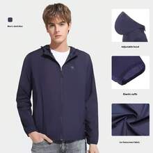 CAMEL CROWN ملابس حماية من الشمس للرجال، جاكيت رقيقة منفذة للهواء وباردة للصيد والرياضة لفصلي الربيع والصيف - أزرق غامق - مشاهدة 1