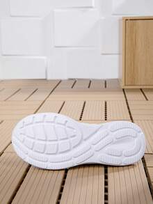 Women's Solid Color Low-Top Casual Sneakers, Comfortable Breathable Lightweight For Running And Sports - White - View 8