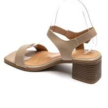 Square Heel Ankle Strap Sandals - Timeless Elegance - Khaki - View 4