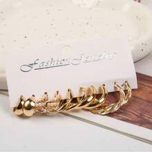 High-End Luxury Twisted Pearl Earring Studs & Hoops Set, Fashion Women Jewelry Design - Gold - View 3