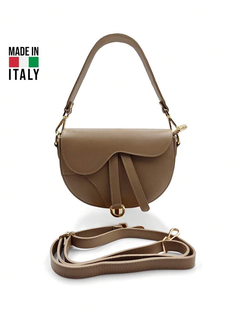 Túi đeo vai nữ. Sản xuất tại Ý. Làm bằng da thật. Du lịch, công tác, nghỉ dưỡng, làm việc, đi làm, phong cách sang trọng nhẹ nhàng. Y2k. Cổ điển, thời trang, phổ biến. Nhẹ. Đa năng. Có nhiều màu sắc. - Màu nâu  Mocha - Xem 1