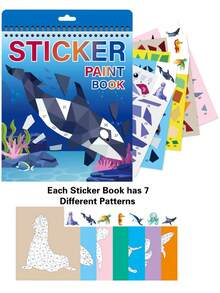 Mosaic Puzzle Sticker Book, Cartoon Stickers For Children Quiet Focused DIY, Spiral Notebook - Blue Ocean - View 13