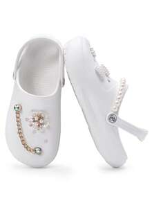 HOEASE 独家时尚轻便木屐，EVA 软底防滑透气舒适休闲花园鞋和沙滩鞋，个性化定制饰物，适合居家和外出，适合所有季节