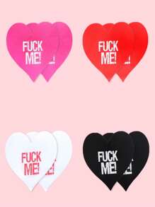Letter Printed Heart Nipple Cover, Invisible Anti-Bulge Self-Adhesive Sticker, Ladies' Lingerie And Panties Accessories, For Rave
