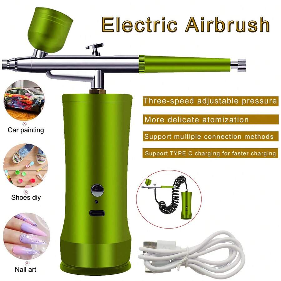 YOULUN 1 件可充电多功能喷枪套件，喷嘴直径 0.3 毫米，带气管和迷你压缩机 - 非常适合艺术绘画、家具维修和模型着色