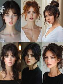 Synthesis Bangs Middle-Part Bangs Hair Extensions Clip In Forehead Natural Seamless French Oblique Bangs Eight-Character Bangs Perfect For Everyday Wear, Halloween - Multicolor - View 9