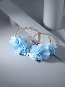 1 Pair Bohemian Flower Circle Earrings, Girls Holiday Decoration Accessories, Festival Gift - Multicolor - View 7