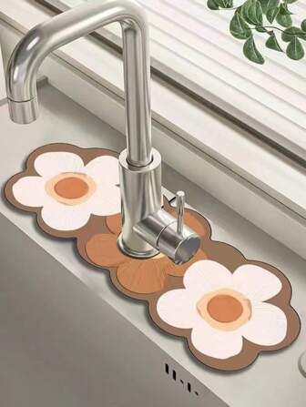 1 pièce 38*13cm Tapis de séchage rapide de robinet, tapis de comptoir de cuisine et de salle de bain, antidérapant, imperméable et anti-moisissure, tapis doux, facile à nettoyer et à sécher rapidement, convient pour la cuisine, la salle de bain et les éviers, doublure de tiroir et d'étagère, tapis de cuisine, tapis de salle de bain