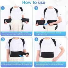 ComfortFit 姿势矫正器，男女适用 - 可调节、透气的矫形支架 - 无缝上背部、脊柱、颈部和肩部支撑 - 适合日常佩戴，锁骨稳定 - 促进健康姿势，防止懒散健身房配件 - 黑色 - 查看 9