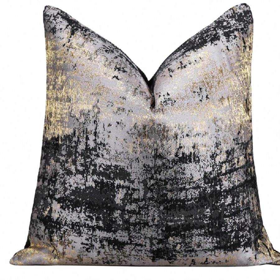 1pc Nordic-Style Black Pillow Cover, Light Luxury Minimalist Black Gold Cushion Cover, Summer Cool-Touch Cushion Cover. Sizes: 45x45cm (18x18in), 50x50cm (20x20in). Perfect For Room Decor And Living Room Sofa (No Pillow Insert Included) - Black - View 1