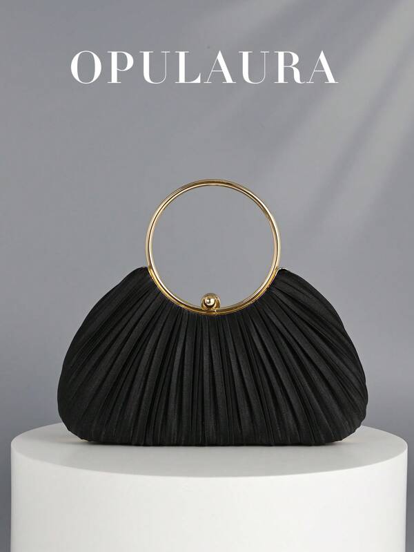 Bolsa Clutch Feminina Metálica De Luxo Para Noite Opulaura - Bolsa De Banquete De Alta Qualidade, Bolsa Elegante E Brilhante Para Festas Formais, Adequada Para Vestidos De Gala, Casamentos, Noivas, Madrinhas E Vestidos De Aniversário