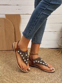 Latest Design Bohemian Style Flat Toe Ring Brown Sandals For Women - Brown - View 2