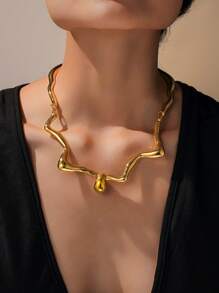 1 Stück Goldfarbene Modische Einfache Choker Halskette