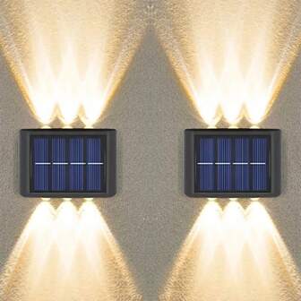 1pc Solar-Powered Polycrystalline Silicon Wall Lamp, IP65 Waterproof Dual-Sided Lighting, Cool White & Warm White, 10-Year No Electricity Upgraded Model, For Garden, Street, Outdoor Corridor, Balcony, Wall Decor, Waterproof Landscape Lighting