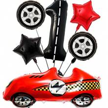 Race Car Party Decorations - 1-9 Number Balloons, Large Red Racing Car Balloons, Tire Shaped Balloons, For Race Car Themed Birthday Party Supplies - Multicolor - View 16