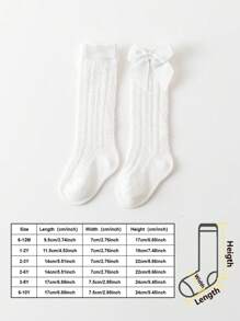 3 Pairs Of Girls' Mesh High Stockings With Bow Knots