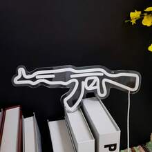 Đèn neon hình súng M4A1 AK47, đèn LED neon 3D lập thể, đèn LED chạy bằng USB, thích hợp trang trí phòng giải trí nam, phòng chơi game, phòng ngủ, quán bar, tường tiệc. - trắng ấm - Xem 6