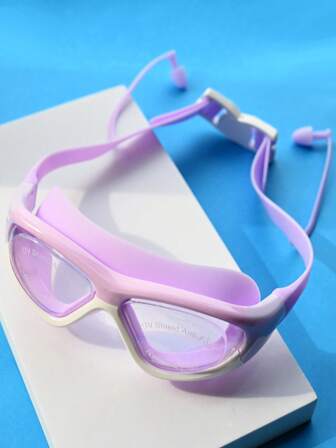 1 st sommarglasögon med stor båge, imtåliga vattentäta silikonglasögon med öronproppar, lämpliga för simträning och rekreation, julklapp, strandtillbehör, strandmadrass