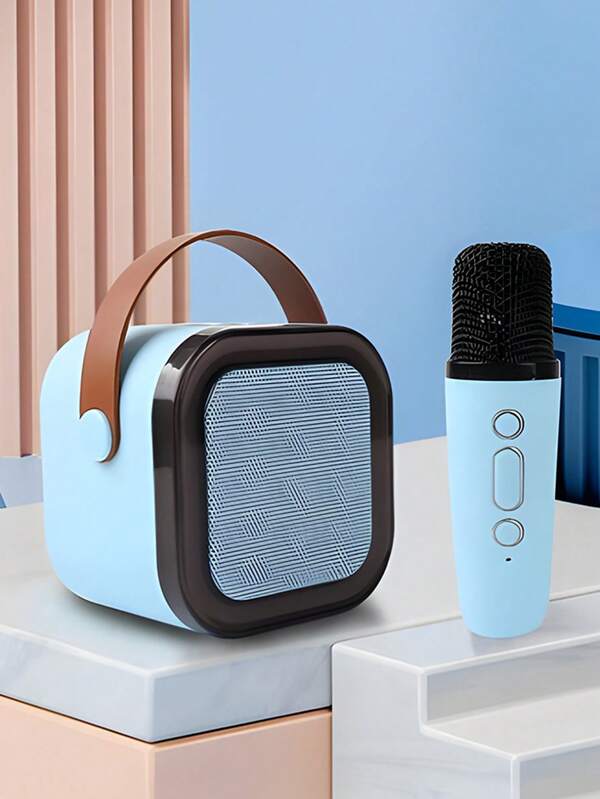1 pieza Máquina de karaoke mini con 2 micrófonos inalámbricos, juego de altavoz con luz RGB inalámbrica portátil, máquina de karaoke para el hogar, micrófono de karaoke portátil con altavoz para reuniones familiares, cumpleaños, dormitorio, regreso a la escuela, actividades escolares, interacciones en el aula, regalo para compañeros de clase, estudiantes, clase de música, suministros para fiestas