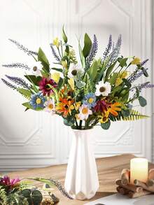 50cm-Artificial Flowers Fake Daisy Sunflower Flowers Wildflowers Summer Wedding Bouquet Faux Wildflowers For Home Indoor Room Table Vase Decoration,Garden Decor,Outdoor Plant,Gardening,Fake Flowers,Fall Decor,Autumn - Multicolor - View 1