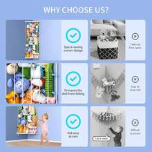 Corner Stuffed Animal Storage Toy Organizer: Room Stuffed Animal Holder Length Adjustable Plushie Toys Shelf - Large Corner Plush Toys Storage For Nursery Playroom Bedroom-White - White - View 4