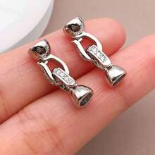 1/3/5pcs Real 18K Gold Plated Bead Cap Connectors Buckle Clasp Spring Necklace Clasps Closures Bracelet Brass End Buckle With Zirconia For DIY Beaded Jewelry Making Finding Bracelet Necklace 6x20mm - Multicolor - View 11